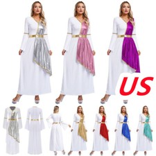 Women's Toga Costume Greek Theme Party Dress Halloween Overlay Tunic Dress