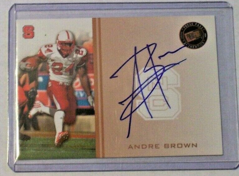 2009 Press Pass Bronze Autograph Andre Brown Giants NC State Broncos Rookie Year
