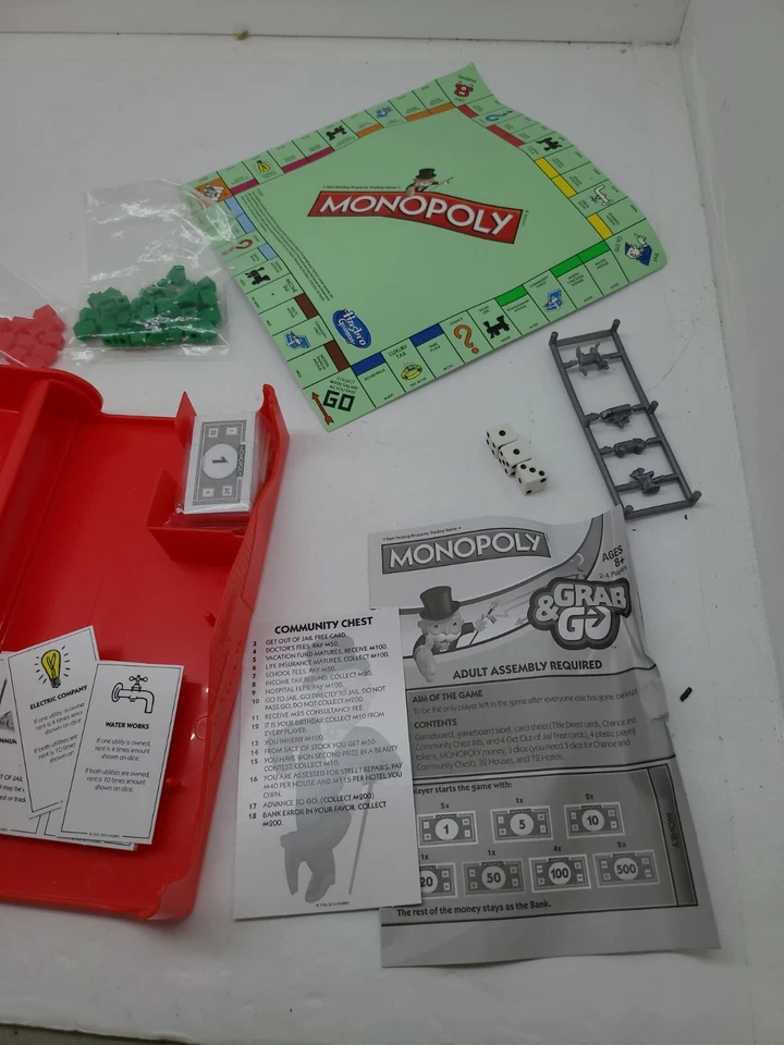 Hasbro Monopoly Grab & Go Travel Size Family Board Game Open Box Sealed Contents - Image 4 of 4