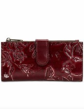 Patricia Nash Nazari Bark Leaves Maroon Metallic Wallet RFID NWT MSRP 89.00