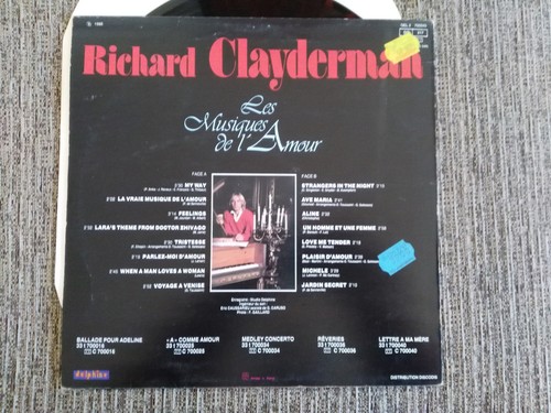 Richard Clayderman Les Musiques de L' ´ Amour LP vinyl 12 " 1980 G/VG Delphine - Picture 3 of 5