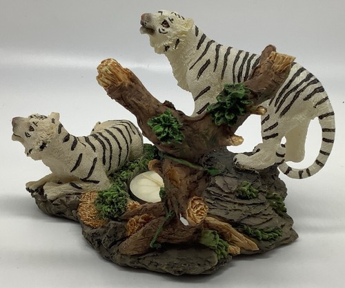 Two White Tiger Scented Oil / Wax Bead Burner With Tea Light 5” Tall - Picture 4 of 12