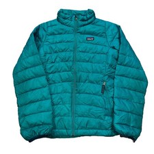 PATAGONIA NANO PUFF PUFFER JACKET SZ GIRLS L YOUTH TEAL BLUE FLAW H8