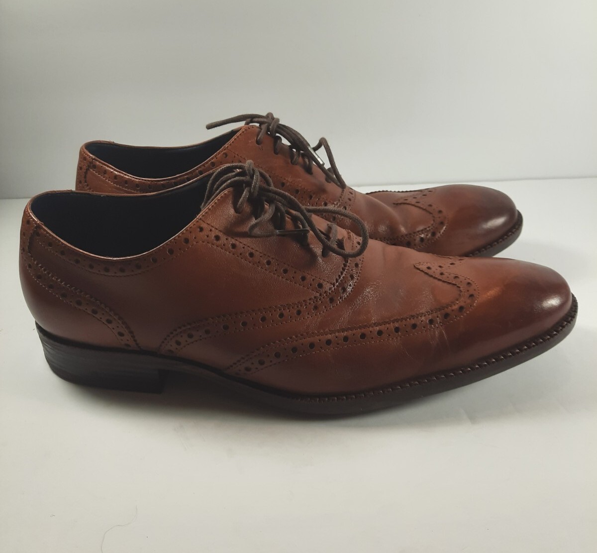 SAOLA Scarpe Oxford Cole Haan Wayne da uomo 11 M Wingtip marrone chiaro britannico stringate C30687 marroni
