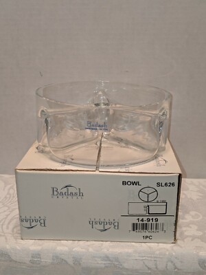 Badash Crystal 3 Section Dish, 6-1/4'' Lead Free Glass (SL626) New Open Box
