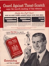 1951 Vtg Print Ad Pall Mall Cigarette Tobacco Smoking Man Woman Red Retro mcm