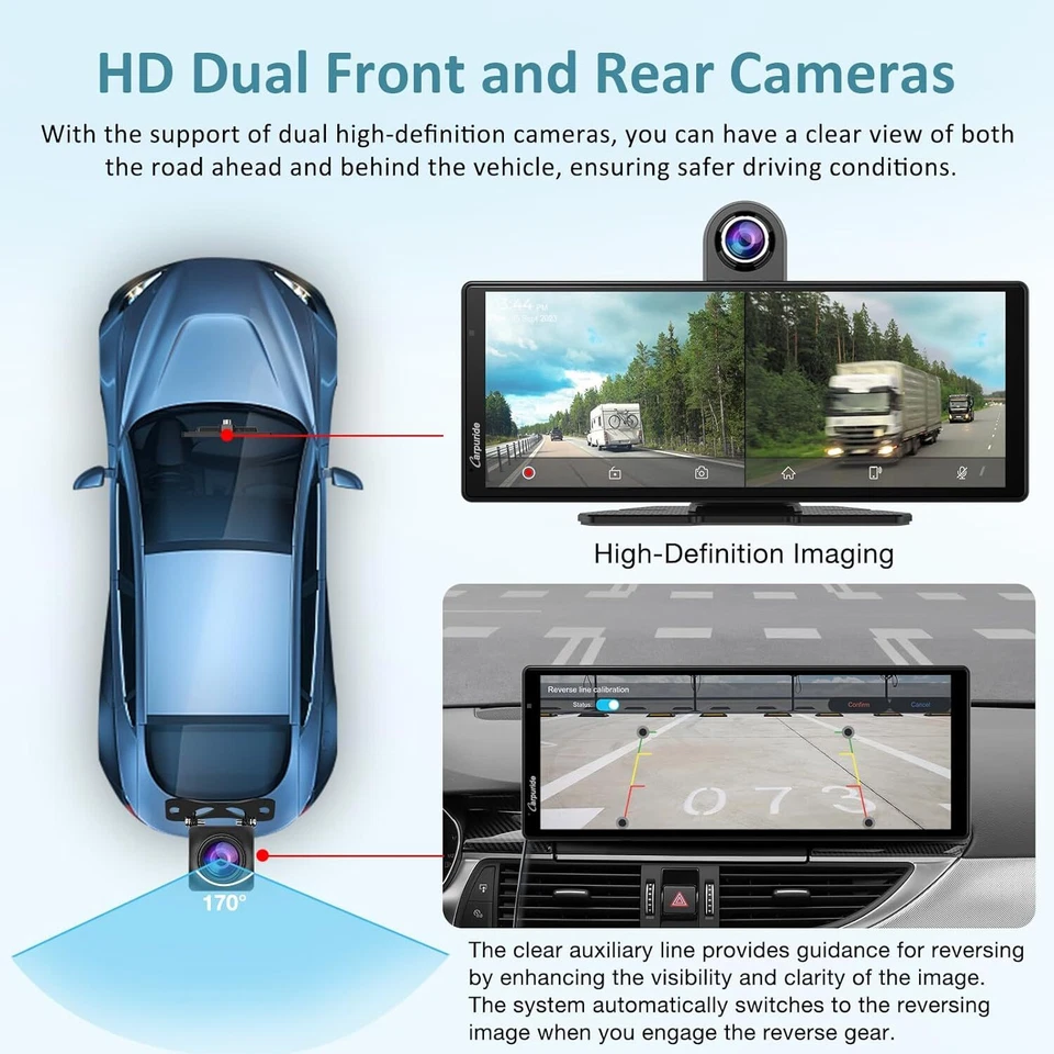 Carpuride W903 Kabelloses Carplay Android Auto Autoradio Dash Cam Rückfahrkamera - Bild 2 von 4