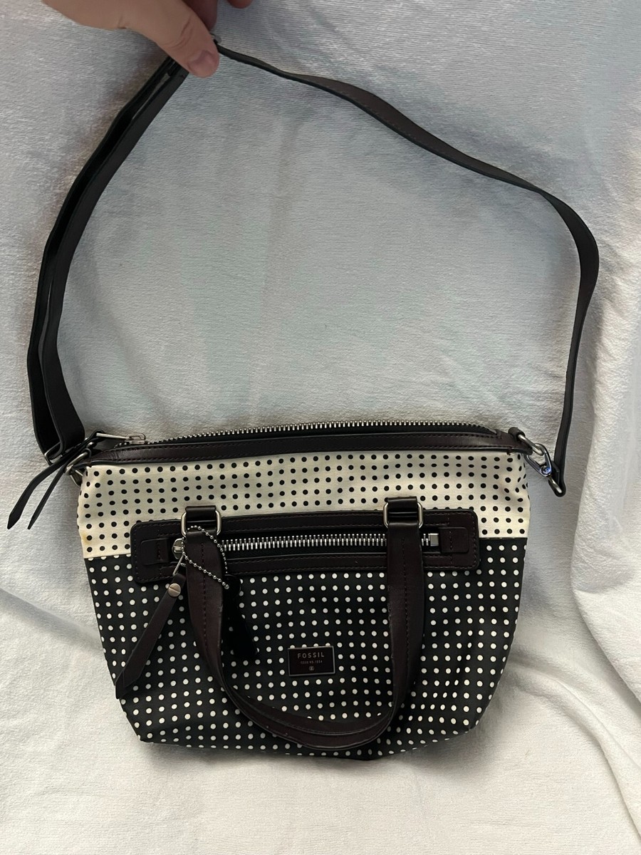 Fossil Polka Dot Crossbody Purse Brown White Purse Handbag