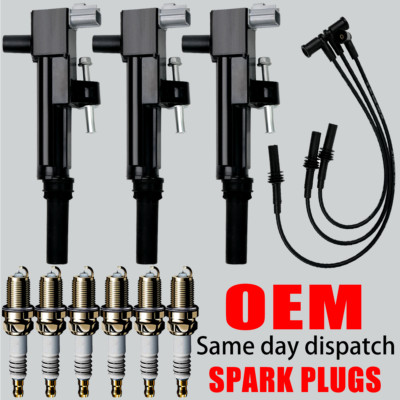 3X OEM Ignition Coils & Iridium Spark Plugs & Wire For Dodge Jeep Ram 3.7L UF640