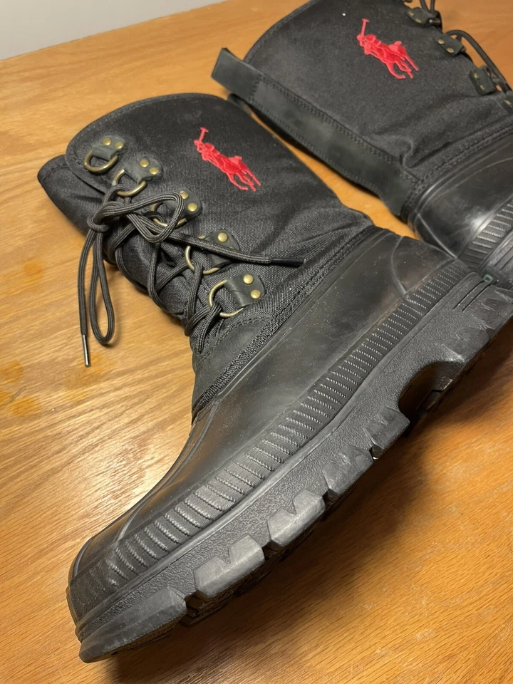 Botas de nieve de goma Polo Ralph Lauren Crestwick negras con pony rojo para hombre talla 9D Liam Foto 3 de 4