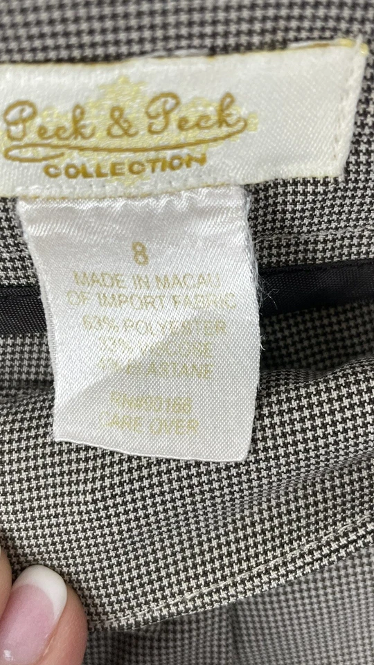 Peck & Peck Womens Pants  Brown Check Wide Leg  Size 8 - Image 4 of 4