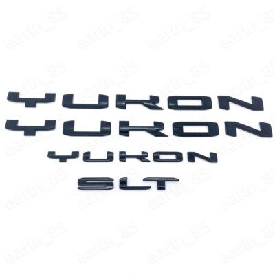 Gloss Black Door Rear Yukon Emblems Letters kit 2021-2024 GMC Yukon SLT Yukon XL