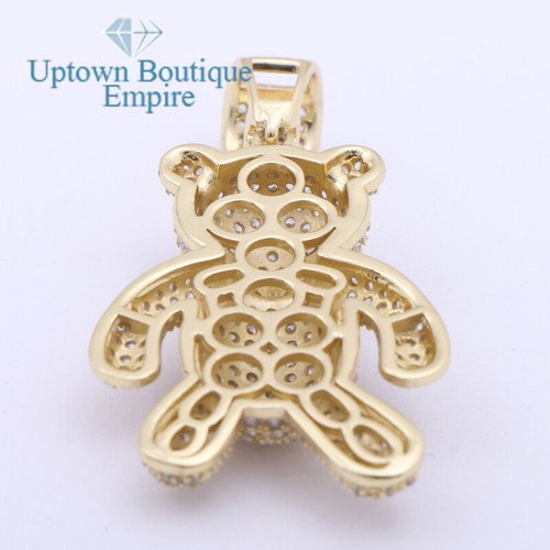 Puffy Teddy Bear Emoji Men Women's 925 Sterling Silver Gold CZ Pendant Charm*ADI - 第 4/9 張圖片