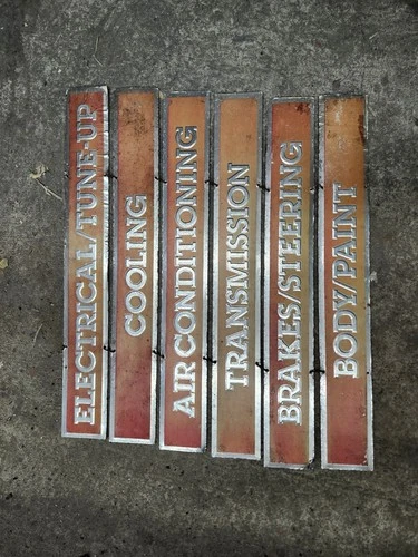 Vintage Tin Over Cardboard Car Dealership Service Sign PLEASE READ