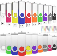 8GB USB Flash Drive Pack 20 with Lanyards Swivel Data Storage Bulk Memory Stick