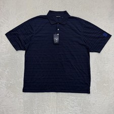 PGA TOUR Polo Shirt Mens XL Navy Blue Stripe Golf Performance Short Sleeve
