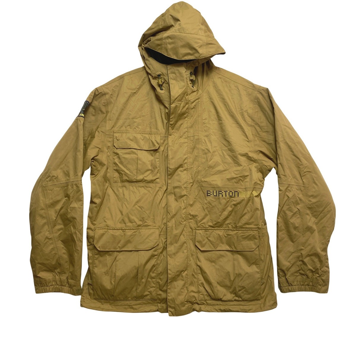 Burton Snowboard Jacket Mens Large Brown Mustard Dry Ride Hooded