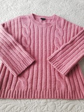 Ann Taylor Medium Pink Cable Knit Sweater Elliptical Hem New W/out Tags