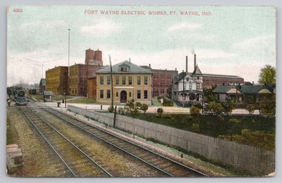 Fort Wayne Electric Works Indiana Industrial Factory Postcard 1908 Train Tracks