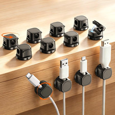 Magnetic Cable Clips 12 Pack, 360  Rotatable Self-Adhesive Cord Holder with One-
