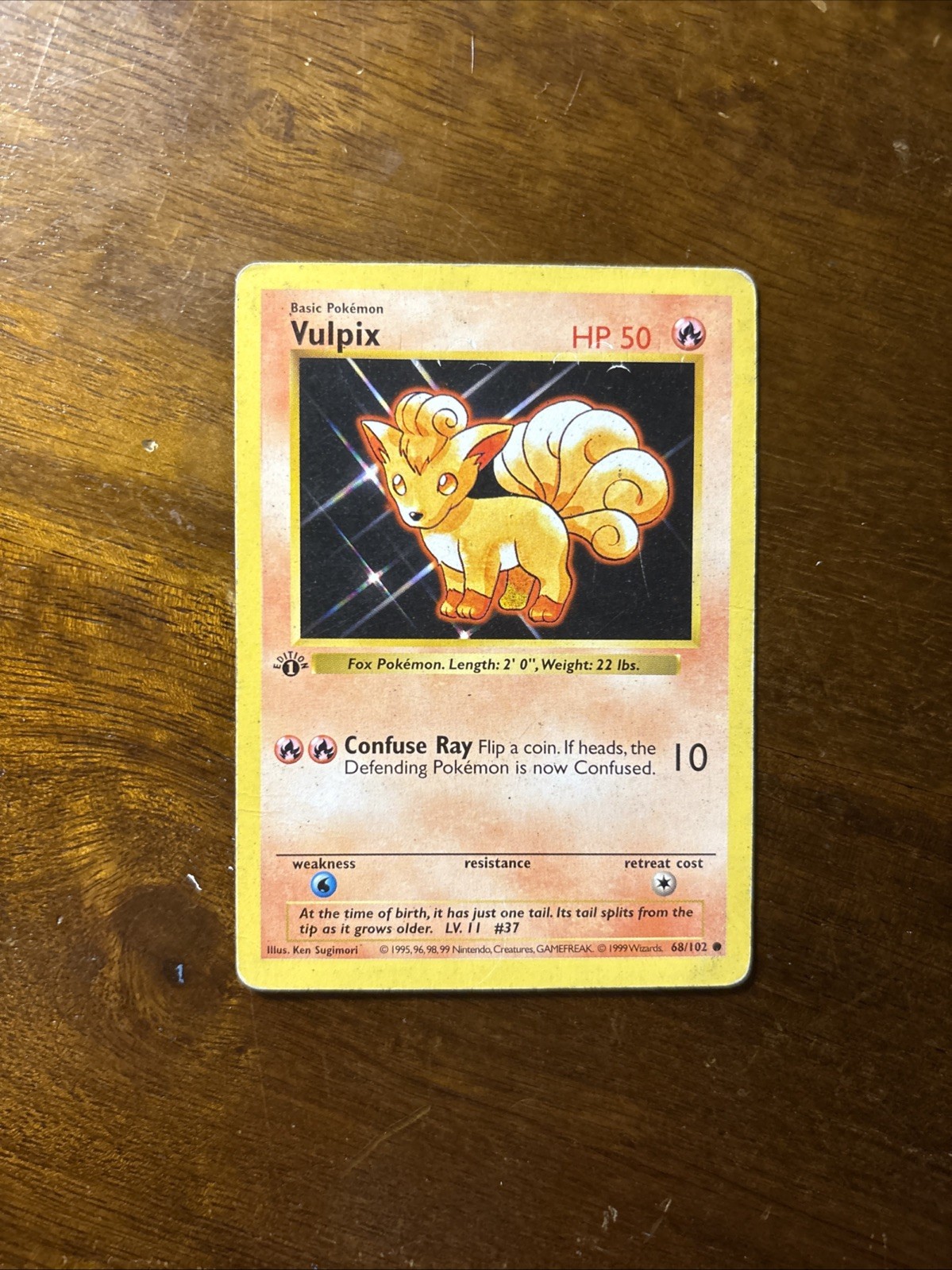 Vulpix First Edition Shadowless Base Set Pokémon TCG 068/102 Common WOTC HP