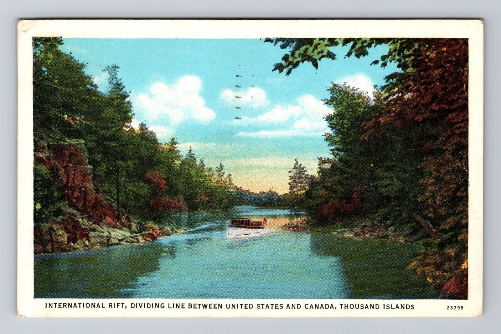 Thousand Islands NY-New York International Rift Scenic Boat Vintage Postcard
