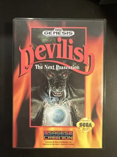 DEVILISH THE NEXT POSSESSION SEGA GENESIS VINTAGE COMPLETE W/CASE & MANUAL