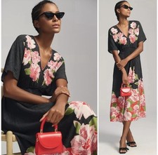 Bl^nk London Anthropologie Smocked Floral The Tatiana Kaftan One Size NWT