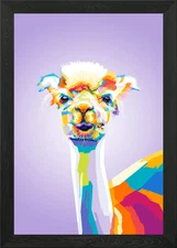 Alpaca Colorful pop art Framed Wall Art Poster Canvas Print Picture