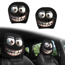2PCS Funny Cartoon Car Headrest Covers, Cute Funny Cartoon Eyes Car A-1 Pair