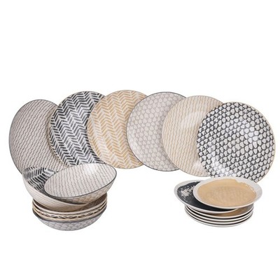 Villa D'Este Home Tivoli Soho Service Geschirr Set 18 Teile Porzellan