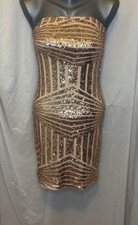 Fashion Nova Out Sequin Mini Dress Size M/ Rose Gold Strapless