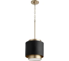 Quorum 8010-6980 Pendant, 1-Light 100 Watts, Noir / Aged Brass