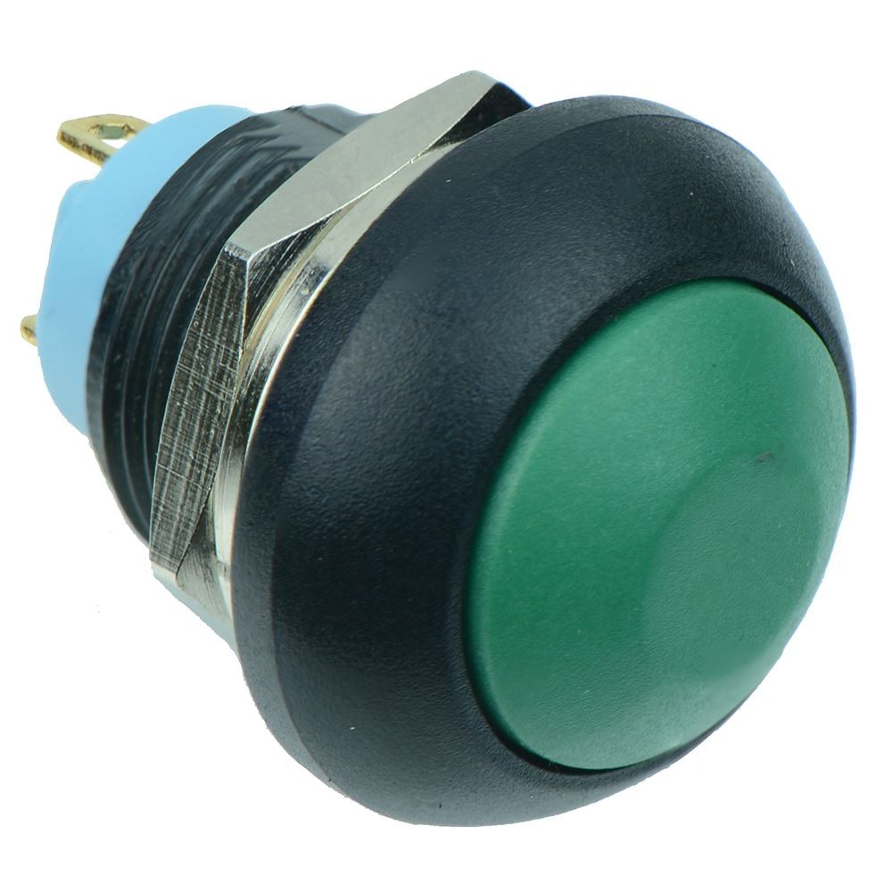 Green Momentary Off-(On) Waterproof 12mm Push Button Switch 2A IP67 SPST