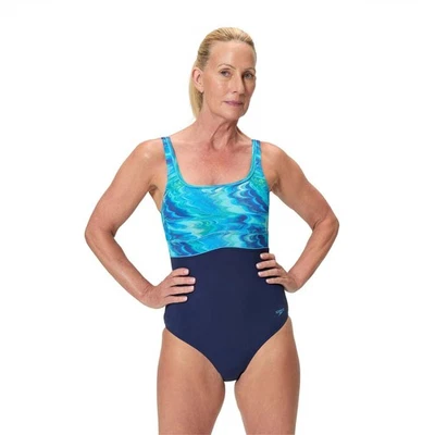 Speedo - Maillot de bain 1 pièce motif/style ondulé - Femme (GT51269) - Photo 1/4