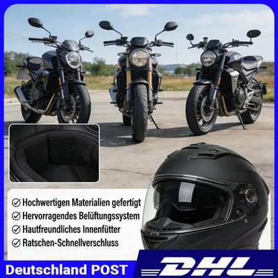 Integralhelm Helm Rollerhelm Motorradhelm Jethelm Klapphelm Matt Schwarz M/L/XL