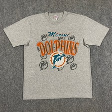 VINTAGE Miami Dolphins Shirt Adult Large L Gray Shadow Logo USA NFL Football 90s