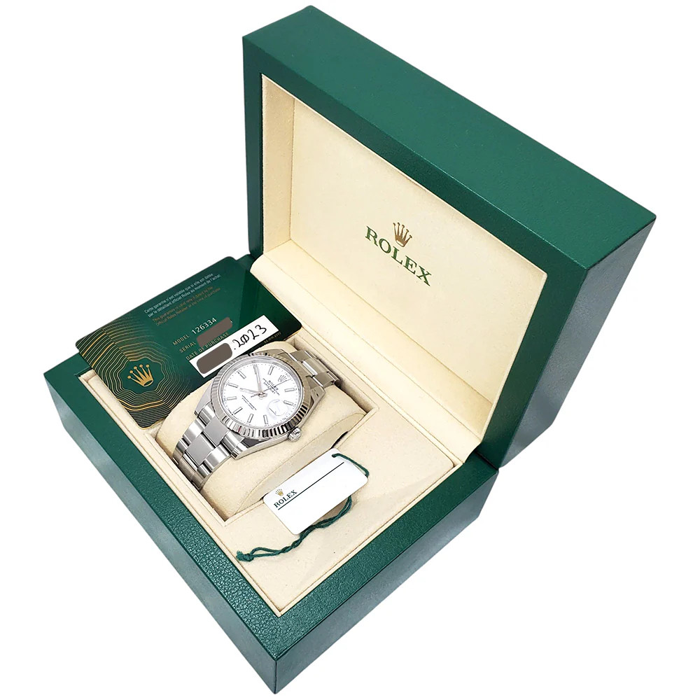 2023 Rolex Datejust 41mm 126334 White Gold Fluted Bezel Steel
