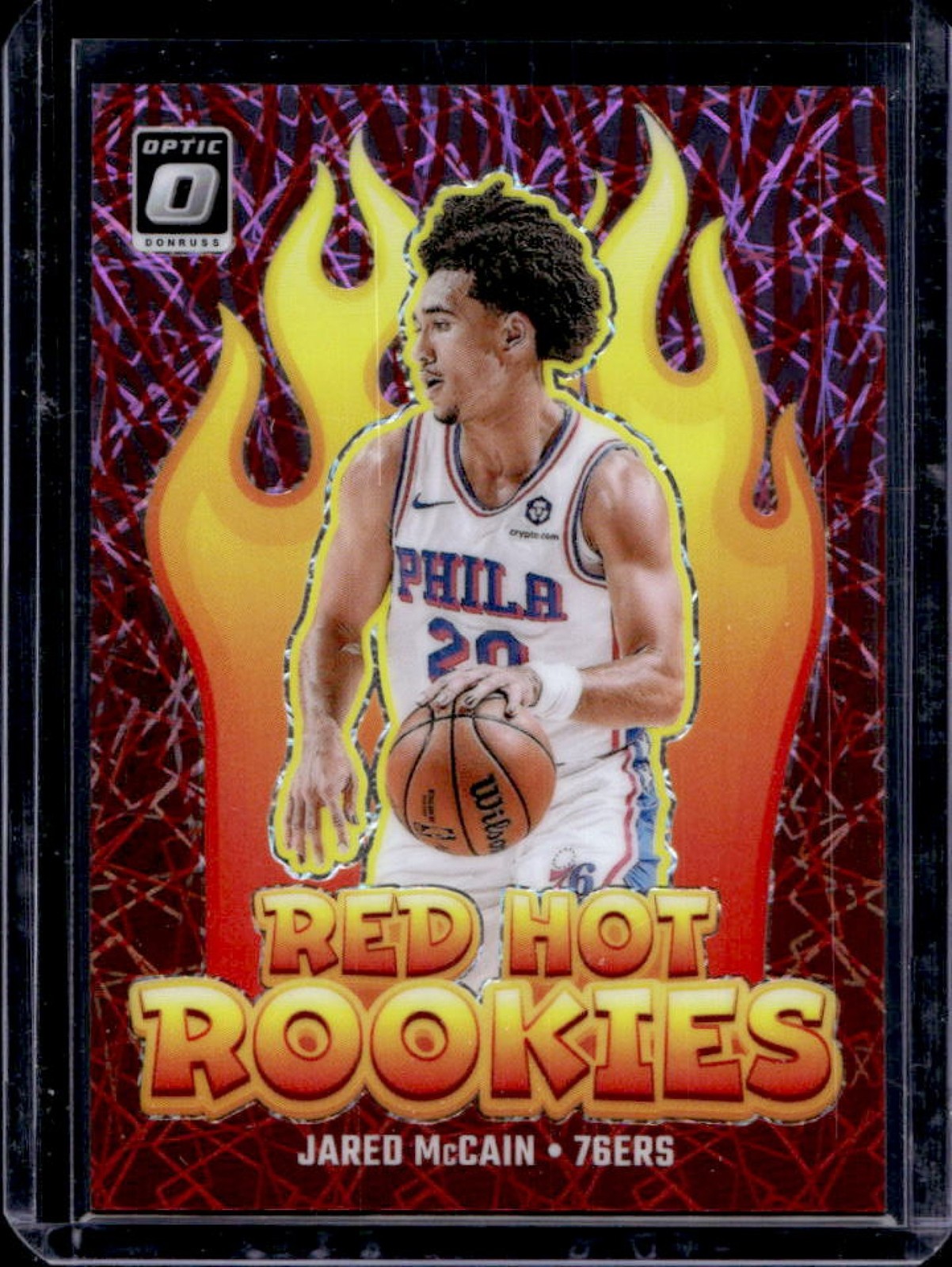 2024-25 Donruss Optic Jared McCain Red Hot Rookies Pink Velocity RC #37/79 76ers