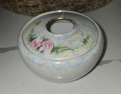 Vintage TILLOWITZ SELESIA Germany Hand Painted Pink ROSES Hair Receiver