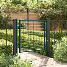 vidaXL Green Steel Garden Fence Gate Lockable Adjustable Width Outdoor 394x295