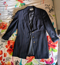Valentino Navy Pinstripe Wool Tuxedo Blazer 3-Button Lined Notch 28