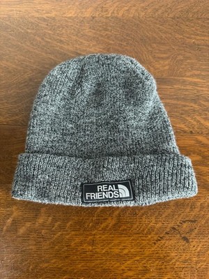 Beechfield Hat Beanie Real Friends Patch One Size Gray Knit Winter Band Mens