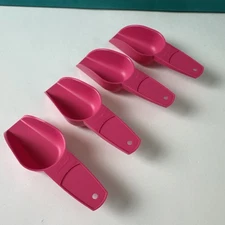 Tupperware Canister Scoops Pink Set of 4 Pink 1/4 cup Sale New