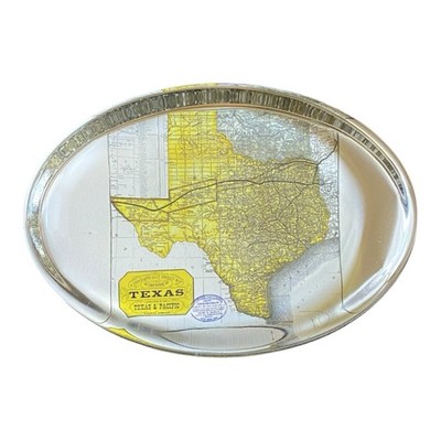 Ben s Garden Texas Map Paperweight Glass Roads Souvenir Oyster Bay New York Bens