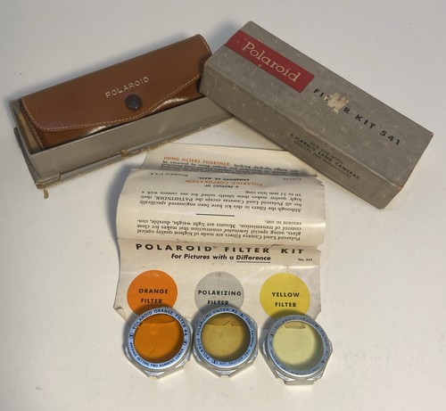 Vintage Polaroid 541 Kamera Objektiv Filter Kit mit brauner Ledertasche & Anleitung - Bild 4 von 5
