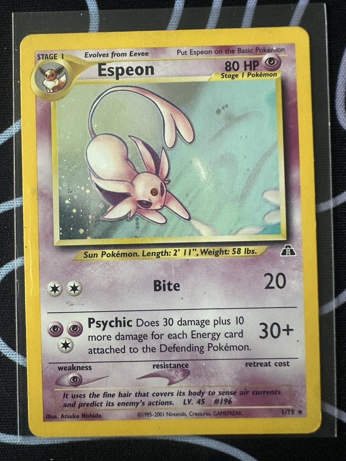 Espeon 1/75 Neo Discovery Unlimited Holo Pokemon MP