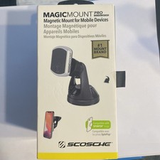 Scosche MagicMount Pro Magnetic Phone Mount with Suction Cup 1 Pack Black Silver