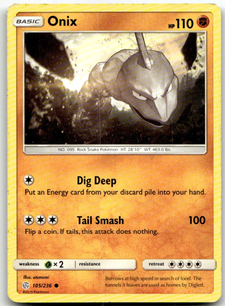 Onix 105/236 Common Cosmic Eclipse Pokemon Lightly Played