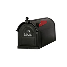 Post Mount Mailbox Large Black Rust and Dent-Proof Plastic Non-Locking